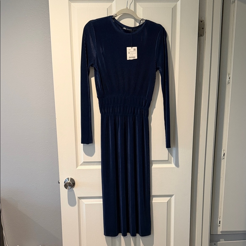 Zara Deep Blue Long Sleeve Dress